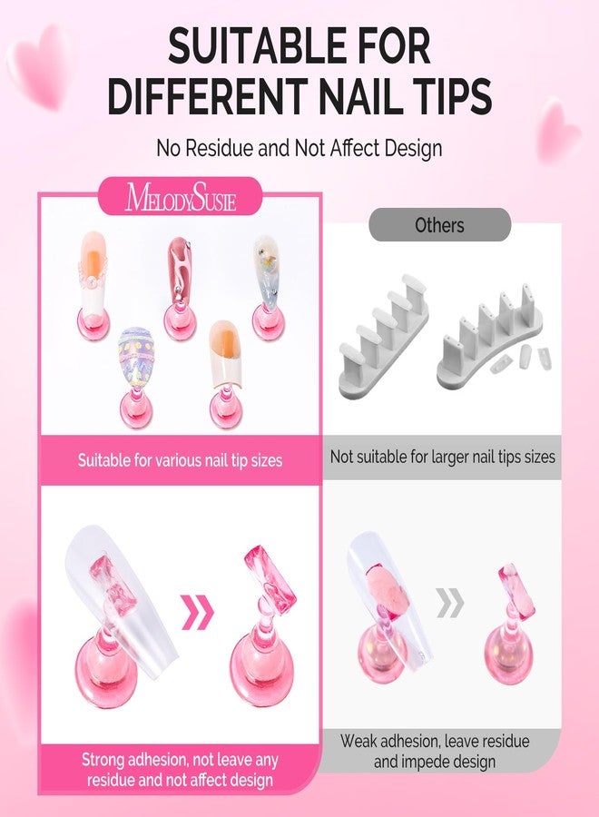 MelodySusie Nail Stand for Press Ons, Super Pink Heart Shape Magnetic Base for Painting Display with Brush Holder And Reusable Double-Sided Tape for Home DIY Salon Supplies - Image 5