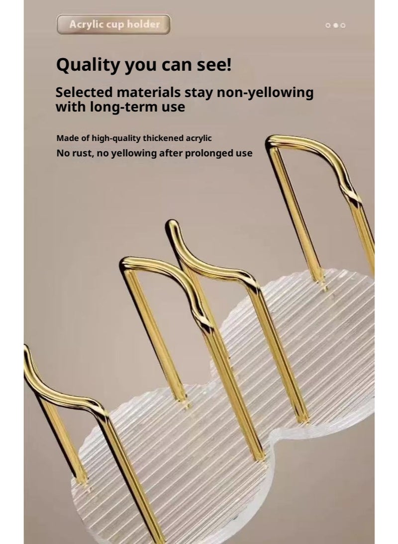 حامل أكواب أكريليك - منظم أكواب مياه عصري لسطح المكتب مع حامل معدني ذهبي لمحطات الشاي والقهوة والمشروبات - Image 2
