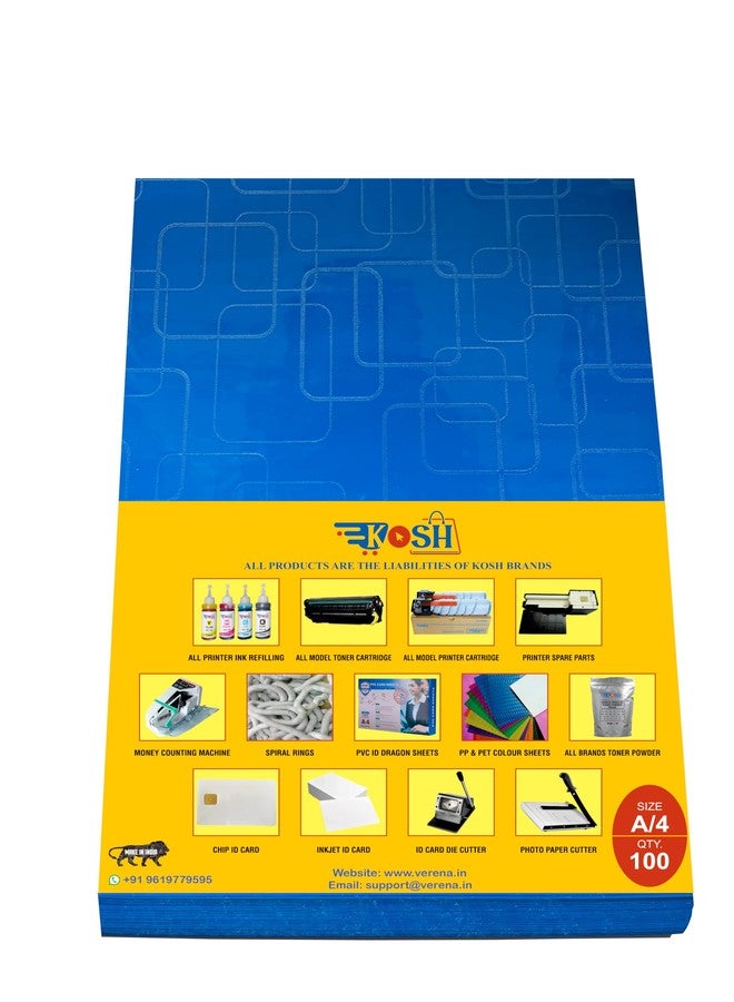 Kosh PVC Spiral Book Binding Sheet A/4 (Set of 100, Blue with Design) - Image 2