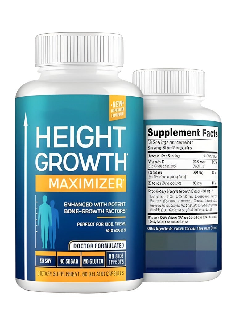 BIYODE كبسولات النمو لزيادة الطول معزز نمو الطول مع الكالسيوم لقوة العظام مكمل طبيعي لزيادة نمو العظام خالي من هرمون النمو - Image 1
