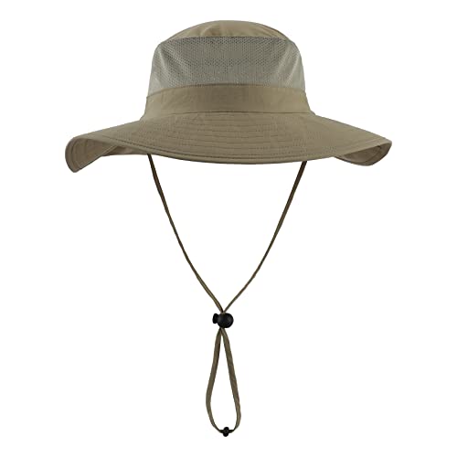 Home Prefer Outdoor UPF50+ Mesh Sun Hat Wide Brim Fishing Hat with Neck Flap (Light Vert Khaki) - Image 2