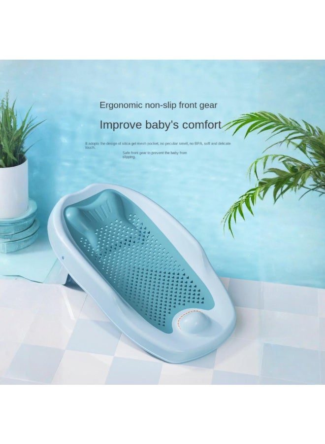 ميني مي مقعد استحمام قابل للطي لحديثي الولادة | أزرق | تصميم مريح | كرسي استحمام قابل للطي | مضاد للانزلاق | سيليكون | من 0 إلى 6 أشهر | ملحقات استحمام للأطفال | إسفنجة بحرية فائقة النعومة وحلقة قطنية | سريع الجفاف - Image 2