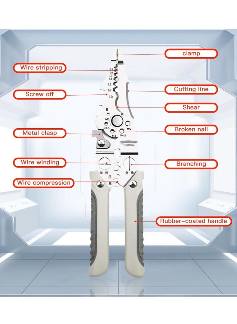 2025 New Multifunctional Wire Stripper Crimper Cable Cutter Pliers, Professional Electrical Wire Stripping Tool, Multipurpose Wire Stripper for Electrical Cable Cutting - Image 2