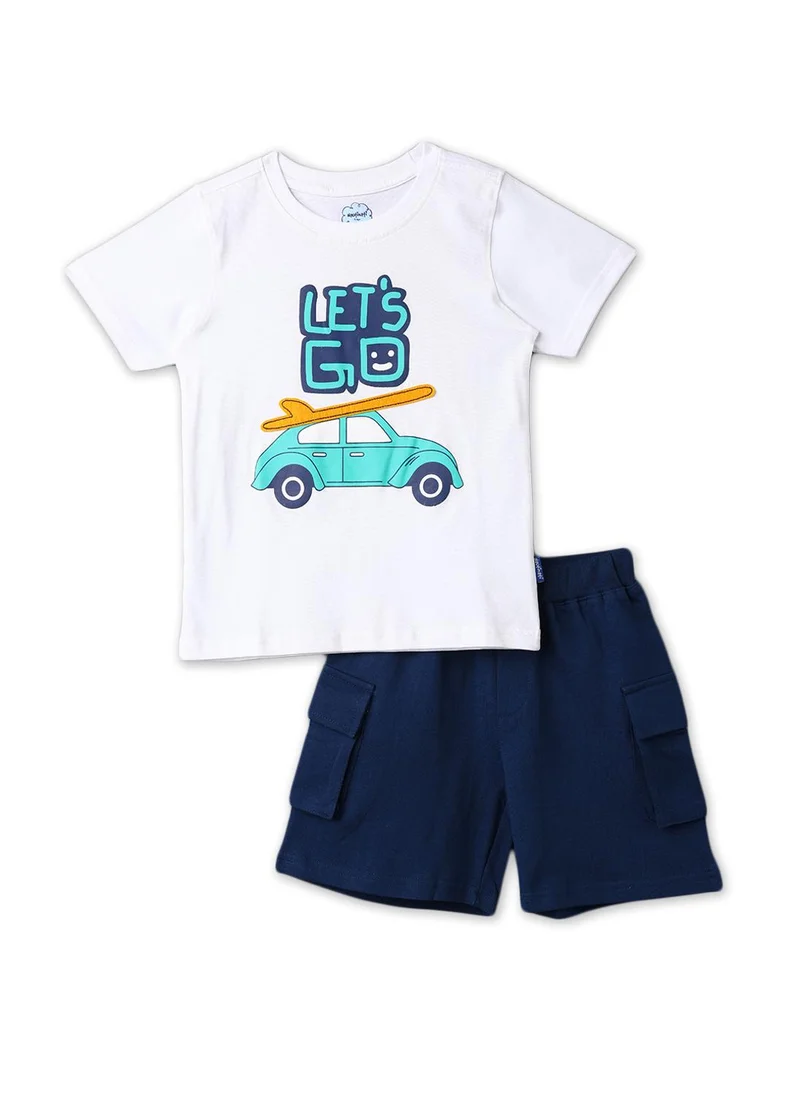 Nautinati Nautinati Boys' Cotton Graphic Printed T-shirt and Cargo Shorts