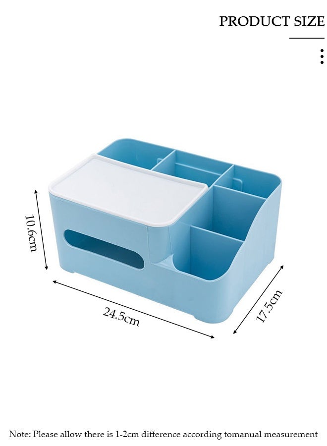 DUNISO Rectangular Multifunctional Tissue Box Cover Holder with Storage Napkin Tissue Box Holder with Stationery Remote Control Box Decorative Tissue Pen Remote Organizer for Home Office Car Restaurant - Image 2
