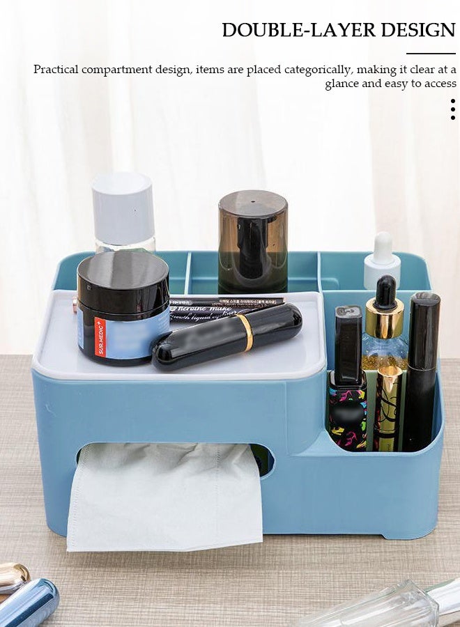 DUNISO Rectangular Multifunctional Tissue Box Cover Holder with Storage Napkin Tissue Box Holder with Stationery Remote Control Box Decorative Tissue Pen Remote Organizer for Home Office Car Restaurant - Image 5