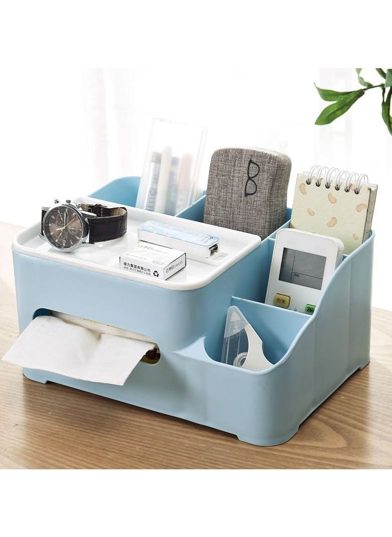 DUNISO - Rectangular Multifunctional Tissue Box Cover Holder with Storage Napkin Tissue Box Holder with Stationery Remote Control Box Decorative Tissue Pen Remote Organizer for Home Office Car Restaurant - Image 1
