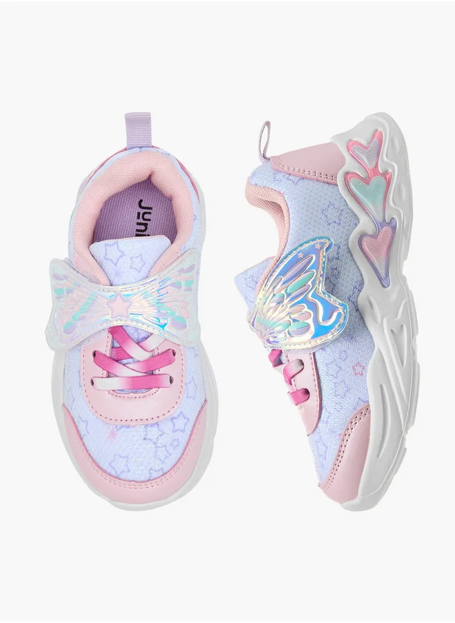 JUNIORS Butterfly Accent Light-Up Sneakers with Hook and Loop Closure