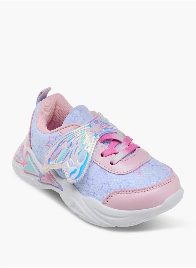 JUNIORS Butterfly Accent Light-Up Sneakers with Hook and Loop Closure