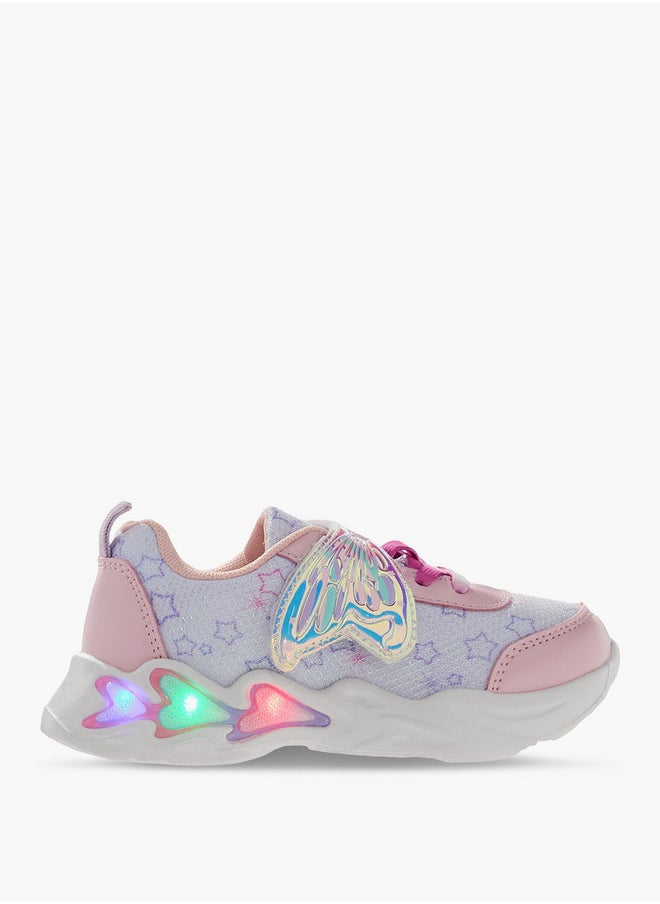 JUNIORS Girls Butterfly Accent Light-Up Sneakers with Hook and Loop Closure  - Image 4