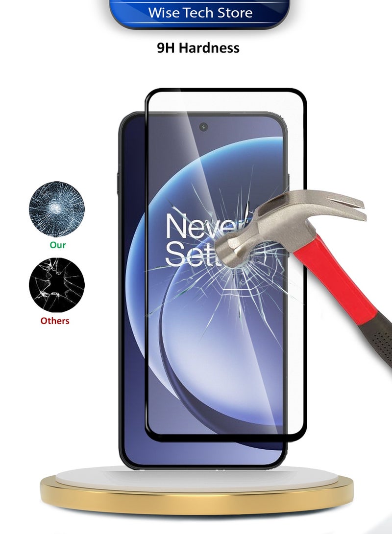 دبليو تيك واقي شاشة زجاجي مقوّى كامل الغطاء بكامل الغراء لسلسلة OnePlus 15R 5G 2025 Premium E2E (MSGECN) - شفاف/أسود - Image 3