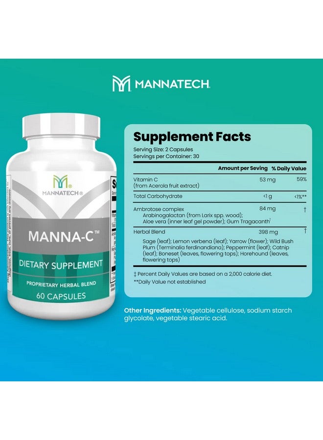 Mannatech Nasal and Sinus Support with Immune Defense - Promotes Clear Breathing and Respiratory Health, Vitamin C & Glycans Blend for Daily Wellness - Manna-C 60 Capsules, Proprietary Plant-Based Formula - Image 2