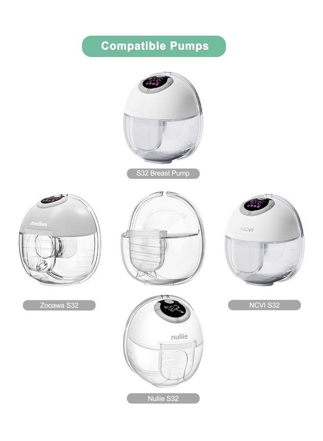 PDFans Wearable Breast Pump Parts One Full Set Milk Collector Cup S32 Flange 27mm Compatible with NCVI NICEGREEN Nuliie Breast Pump Replacement Accessories, Extra Duckbill Valve&Diaphragm - Image 4