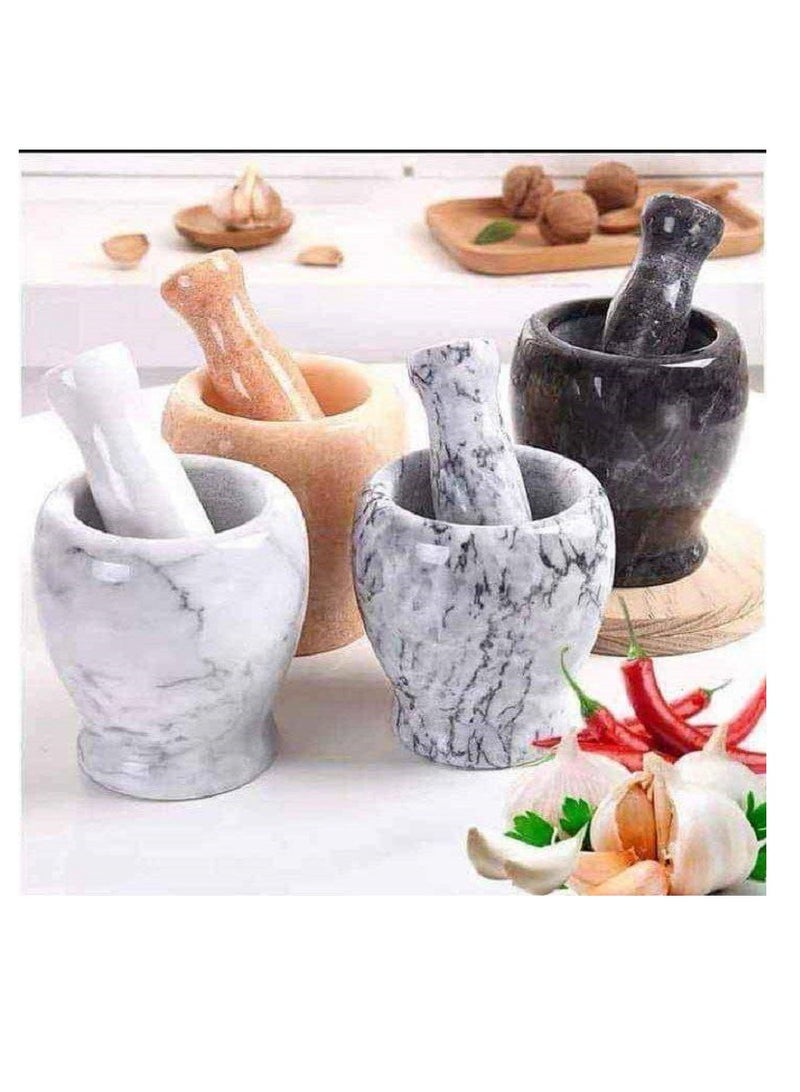 هون رخامي طبيعي ثقيل  لطحن التوابل والثوم، تصميم أنيق وقاعدة ثابتة - Image 2