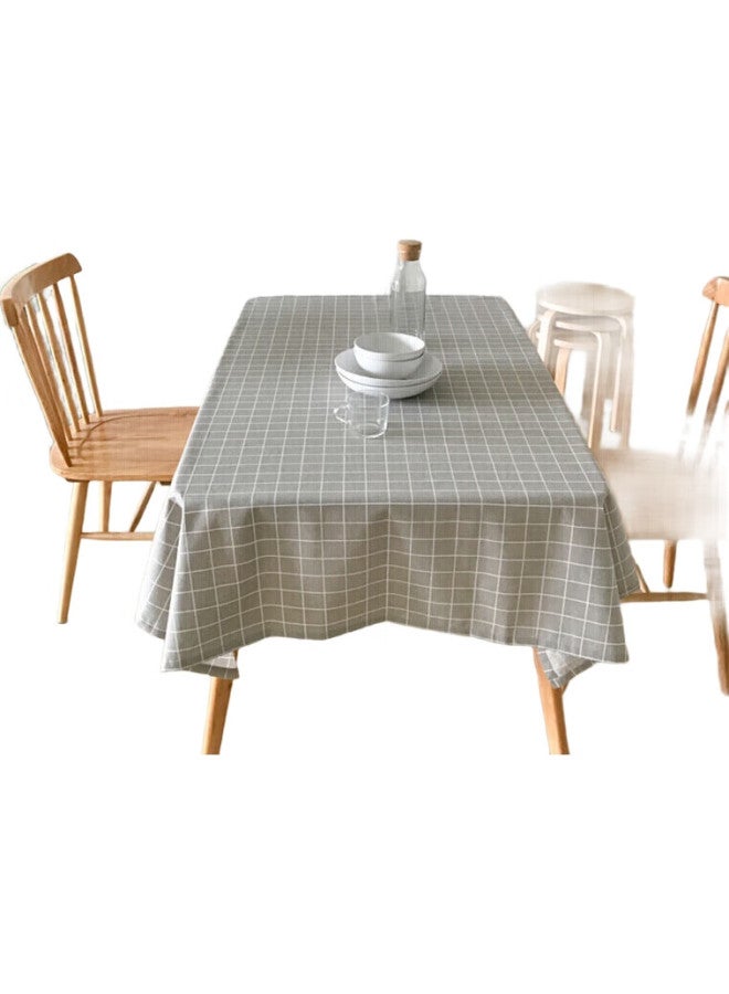 Avivi Aiwei Tablecloth Fabric, Waterproof Cotton Linen Tablecloth, Coffee Table Mat, Table Cover, Rectangular Desk Mat, 100*140, Gray Plaid - Image 1
