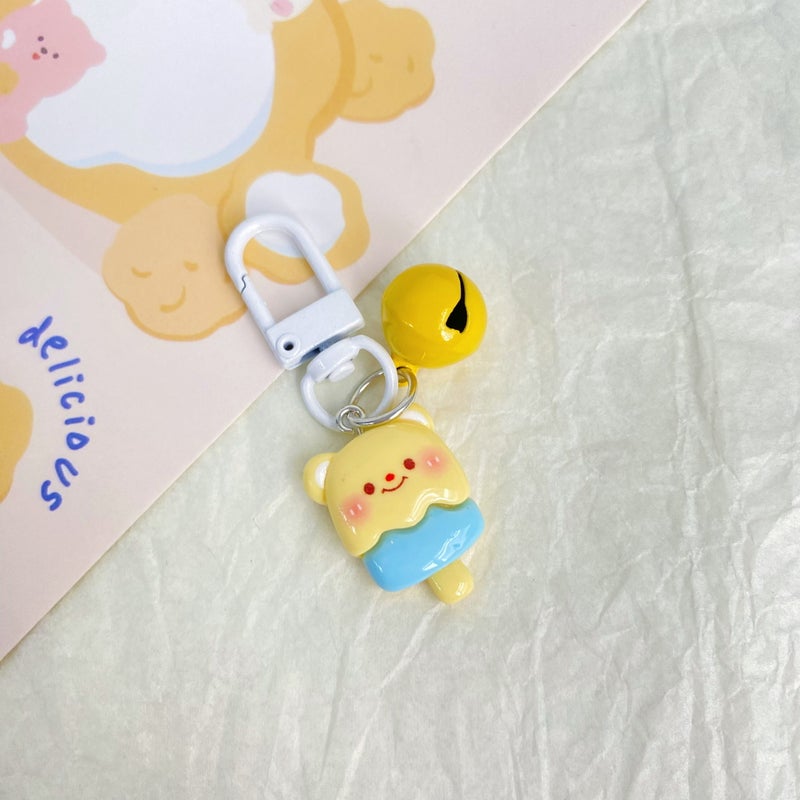Generic Cute Bear Bell Keychain Cartoon Bag Charm Butter bear key chain [popsicle]]