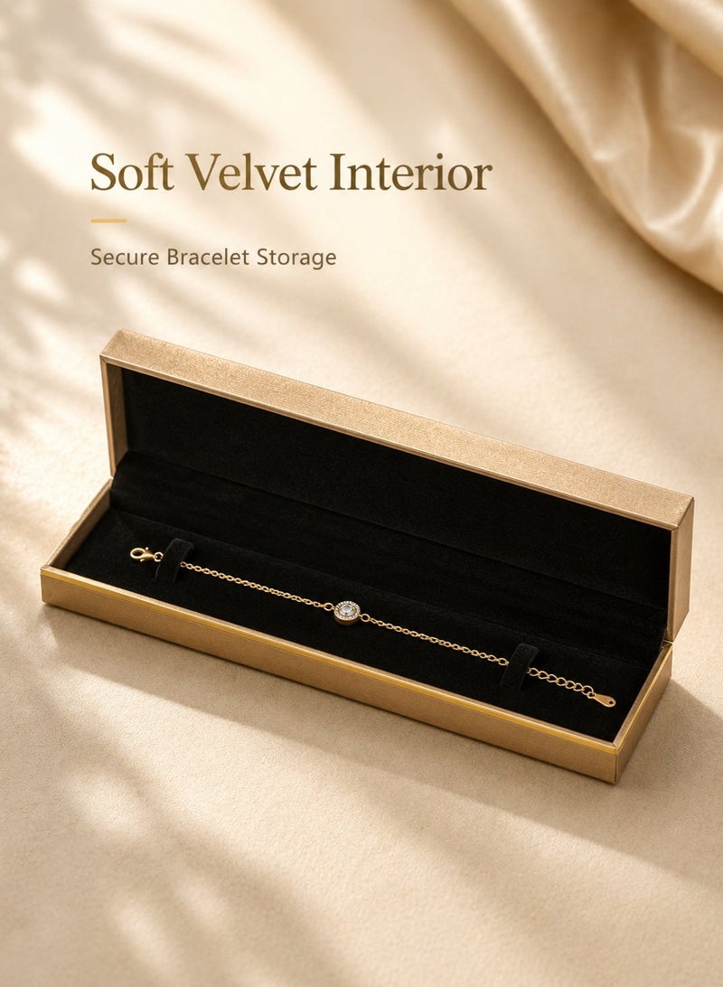 Rich Life Luxury Bracelet Box with Gold Accent, Premium Textured Jewelry Storage Box for Bracelet Bangle Watch Chain, Soft Interior, Available in Black Gold Grey - Image 2
