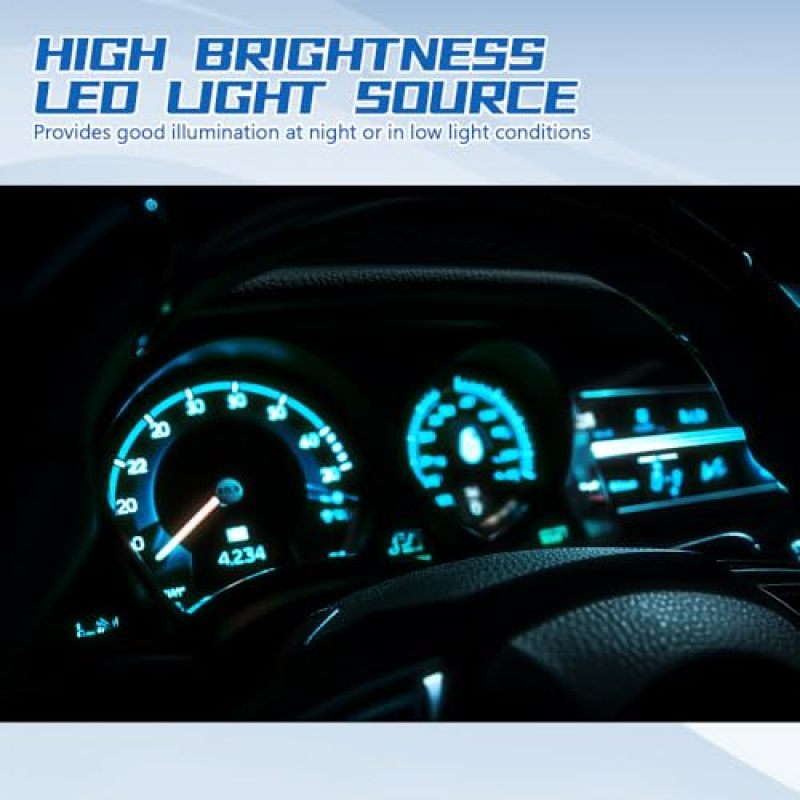 مصابيح LED T5 عبوة من 20 قطعة بلدج جليدي 3030-SMD مغلق بالدوران - لا وميض تثبيت مباشر 12 فولت 1 واط - عالية الكفاءة الطاقوية ومقطبة لاضاءة داخلية مركبات الشاحنات والسيارات الرياضية والدراجات النارية ومجمعات العدادات واللوحة القيادة والمقاييس - Image 5