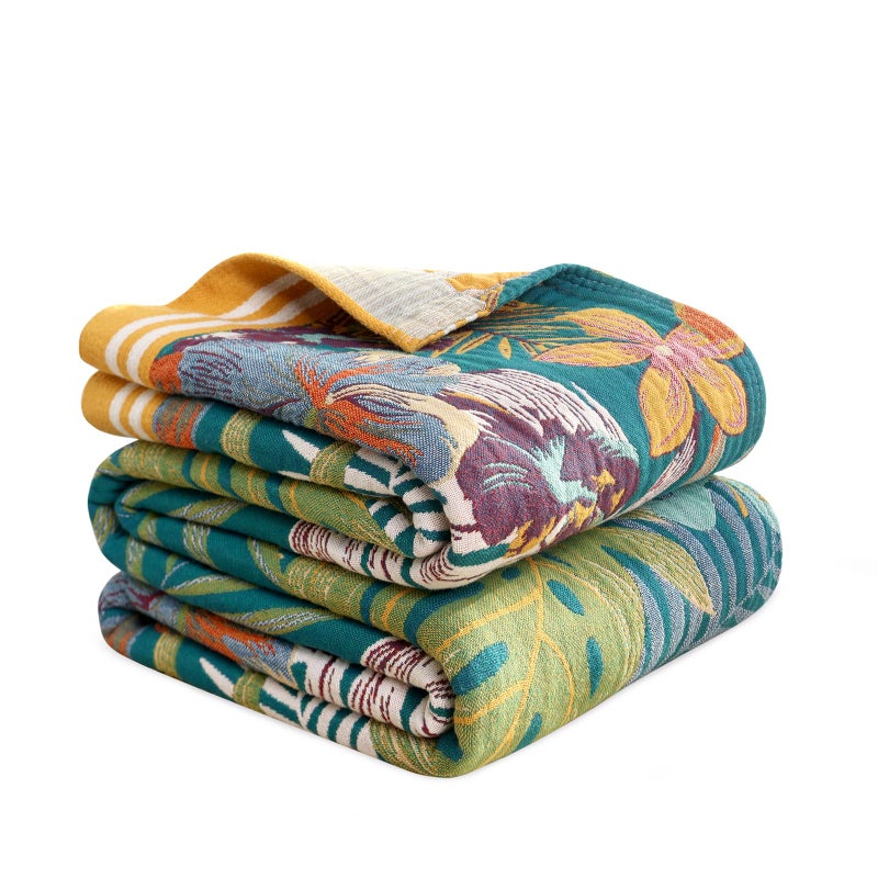 MSGKV Boho Throw Blanket for Couch and Sofa Cotton Blankets for Living Room Bedroom Reversable Florals Throw 60"x80" Spring Breathable Cozy Blankets - Image 1