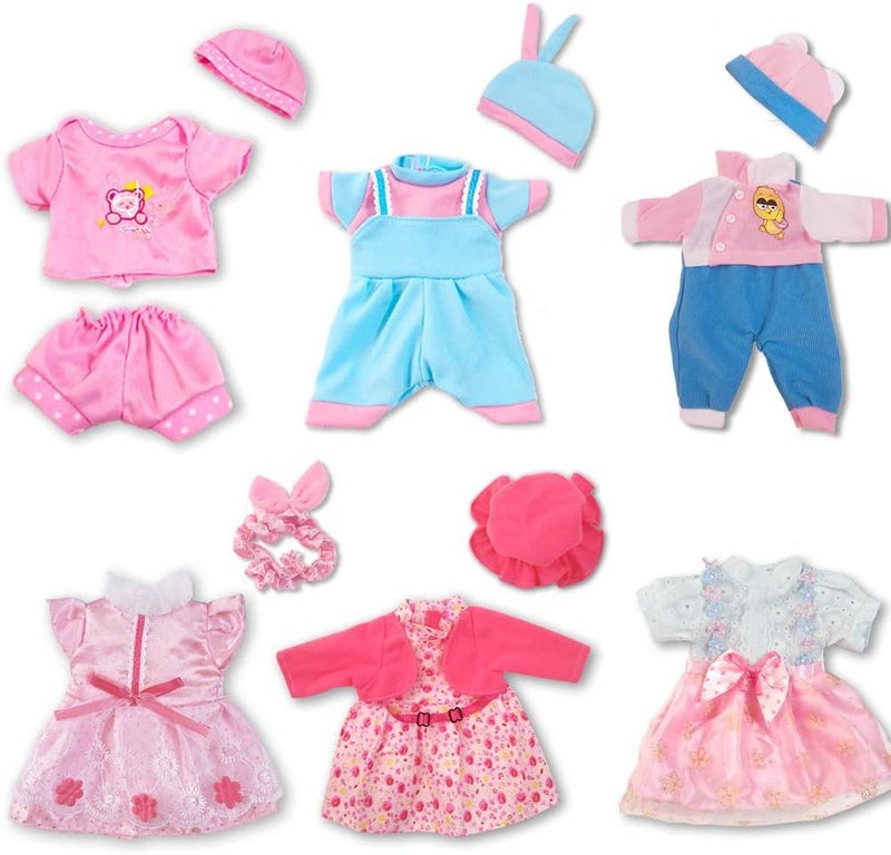 ARTST Doll Clothes12 inch Baby Doll Clothes6 SetsInclude 4 Hats 1 Bowknot for 101112 inch Baby - Image 4