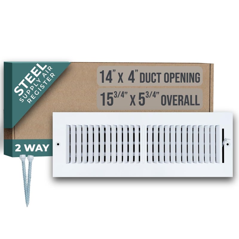 Handua Fits 14x4 Duct Opening 2 Way Steel Air Supply Diffuser by Handua Register Vent Cover Grille for Sidewall and Ceiling White Outer Dimensions 1575 X 575
