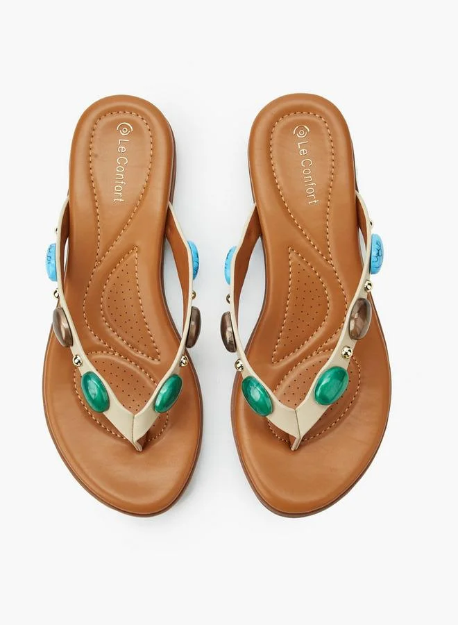 Le Confort Women Stone Embellished Slip-On Sandals