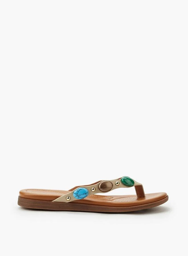 Le Confort Women Stone Embellished Slip-On Sandals