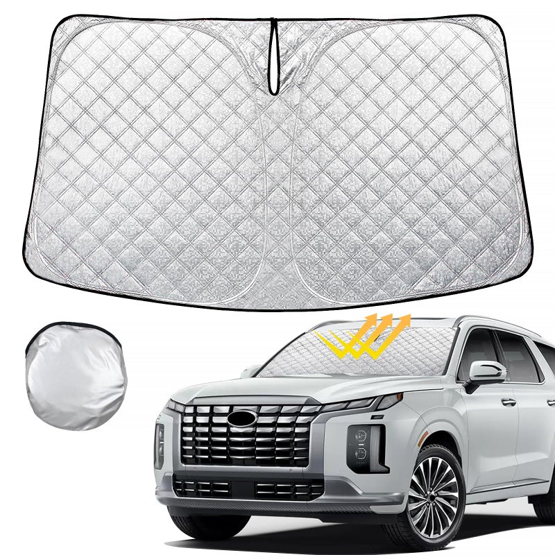 Rilsen Windshield Sun Shade for 20202023 2024 2025 Hyundai Palisade Thicken 4Layer Foldable Front Window Sunshade Cover Sun Visor Protector Block UV Rays