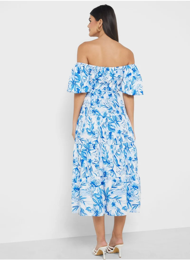 ELLA Off Shoulder Printed Dress