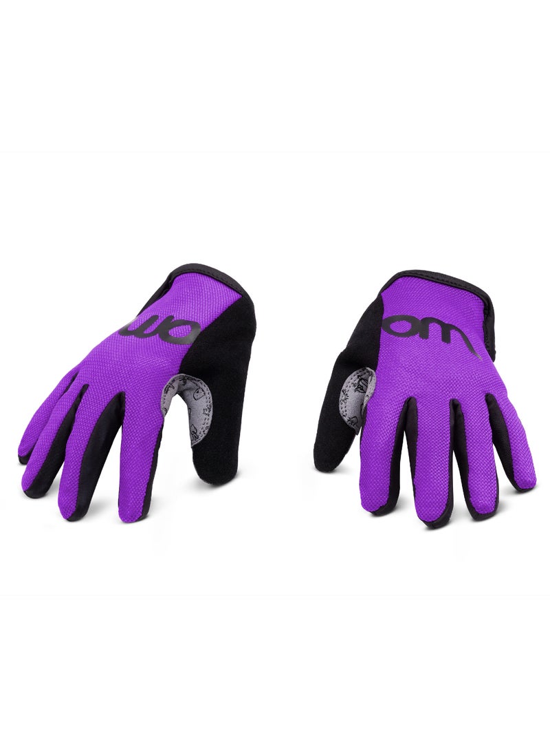 Woom Kids Bike Gloves | Breathable Mesh | Padded Palm Comfort for Grip & Safety | Size 7 | Purple Haze - Image 1