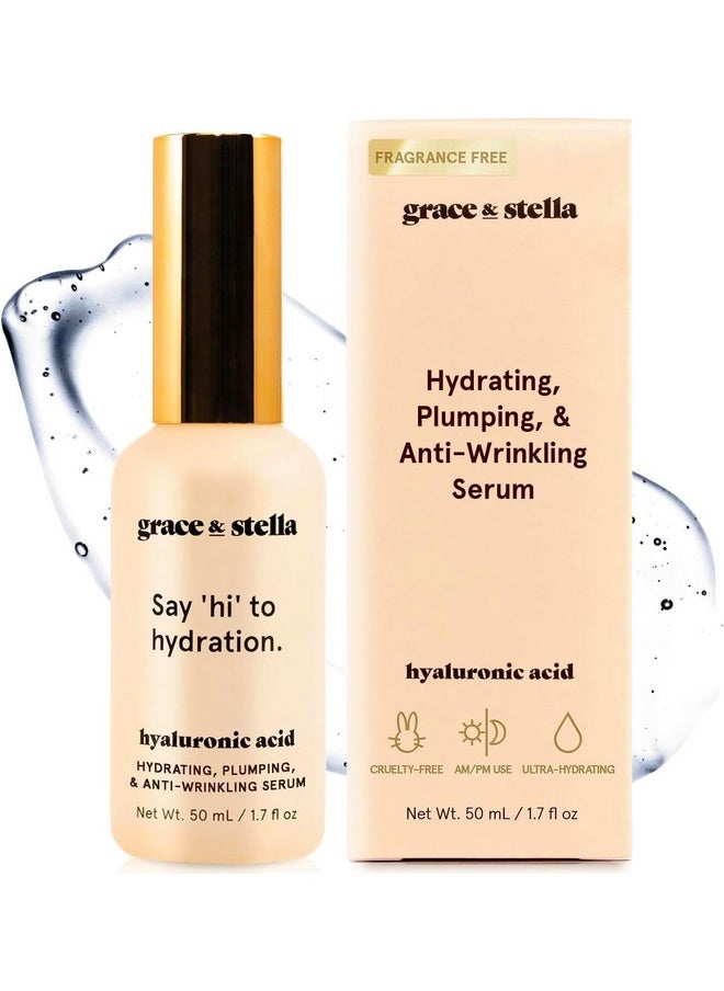 Grace & Stella - Award Winning Hyaluronic Acid Serum (50Ml/1.7 Fl Oz) Hyaluronic Acid Serum For Face - Acido Hialuronico Face Serum For Women - Hydrating Serum Remove Fine Lines, Wrinkles - Anti Aging - Image 1