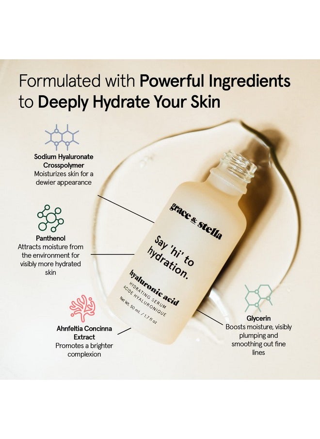 Grace & Stella - Award Winning Hyaluronic Acid Serum (50Ml/1.7 Fl Oz) Hyaluronic Acid Serum For Face - Acido Hialuronico Face Serum For Women - Hydrating Serum Remove Fine Lines, Wrinkles - Anti Aging - Image 1