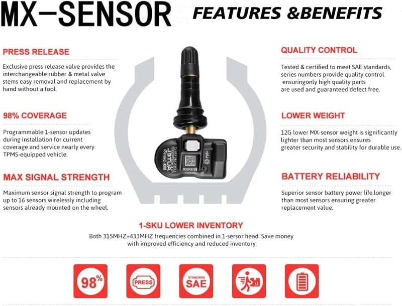 Autel 6937357203263 Dual Frequency 315mhz and 433mhz Rubber Stem MX Sensor Quantity 1 - Image 4