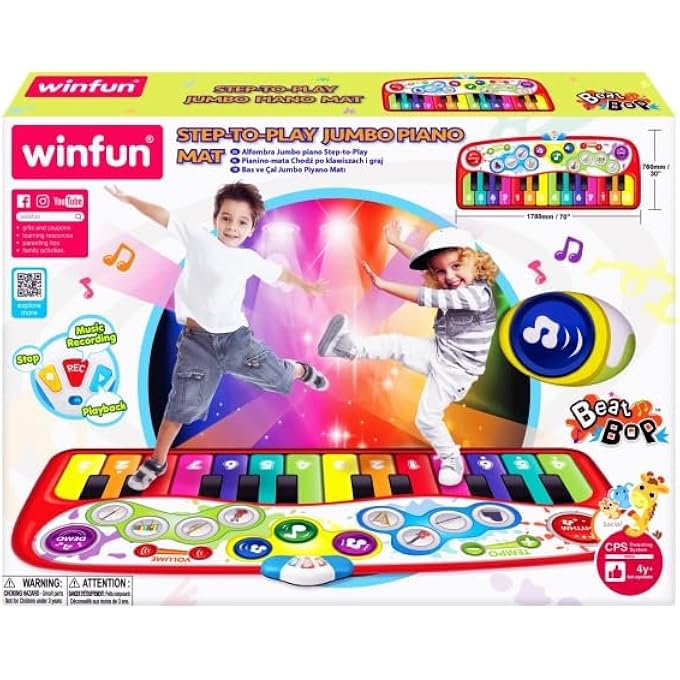 BOPPIN' BEATS JUMBO PIANO MAT | GIANT MUSICAL DANCE MAT FOR KIDS | INTERACTIVE FLOOR KEYBOARD TOY WITH LIGHTS & SOUNDS | EDUCATIONAL MUSIC TOY FOR TODDLERS 12M+ - Image 3
