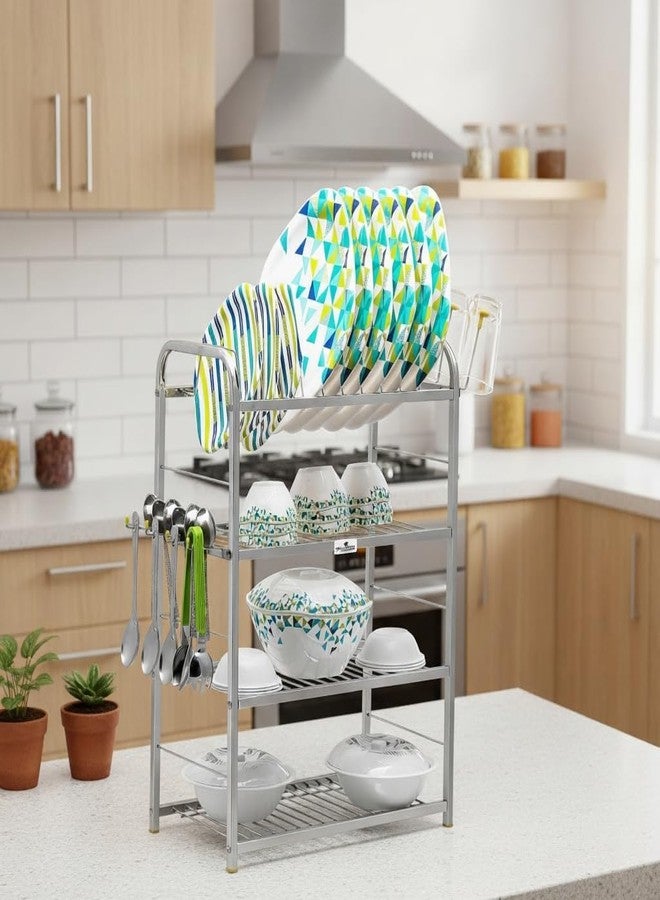 Homify 4-Layer Wall-Mounted Stainless Steel Kitchen Rack | Dish, Utensil, Plate & Cutlery Organizer | Modular Storage Shelf | 24 x 18 Inch SS Rack - Image 1