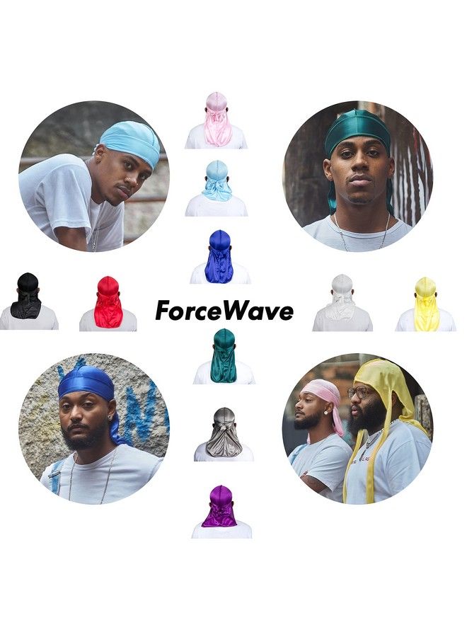 ForceWave 10 Pieces Silky Durags Long Tail For Women Men Satin Durag 360 Wave，Dorag 10 Colors - Image 3