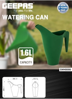 Geepas 1.6 L Watering Can GWH59393, Refillable Watering Can for Garden and Home Use, Ideal for Watering Plants, Trees, Garden, High-Quality and Elegant Design| Green - pzsku/Z03C211F6A84CD310E418Z/45/_/1694176935/2e58b1a4-36ea-41bb-a393-2819da405b8e