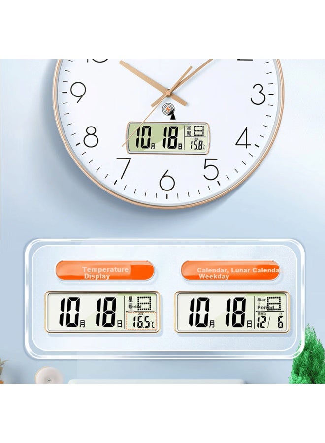 Timess Radio-controlled Clock With Automatic Time Synchronization, Living Room Wall Clock,  New Model With Temperature Display And Calendar, Wall-mounted, 25cm - Image 3