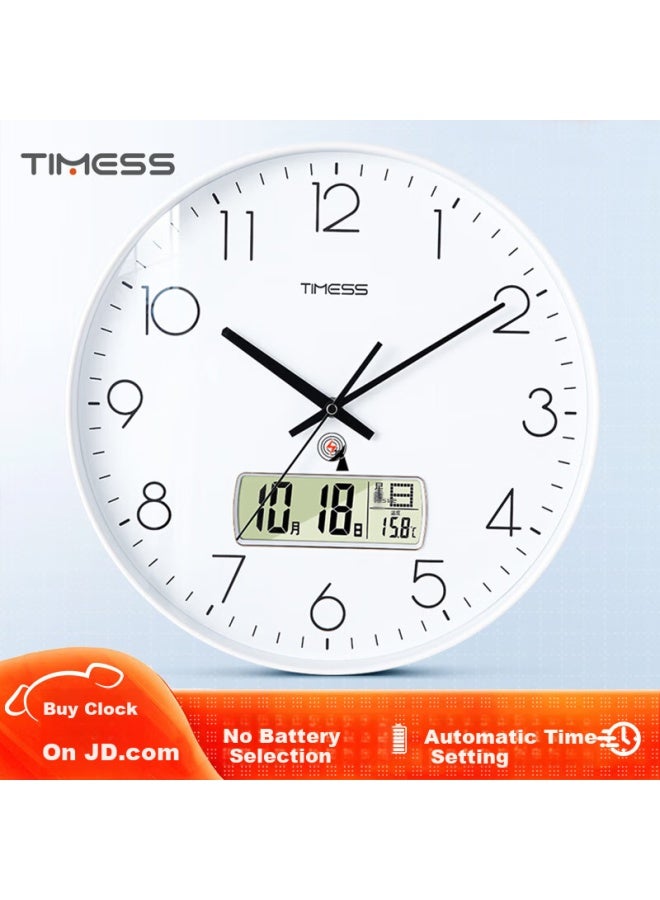 Timess Radio-controlled Clock With Automatic Time Synchronization, Living Room Wall Clock,  New Model With Temperature Display And Calendar, Wall-mounted, 25cm - Image 1