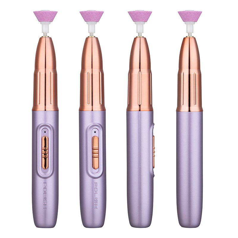 Electric portable nail salon special nail grinder manicure to remove dead skin nail removal five-in-one nail art special tool Purple [polishing pen]]