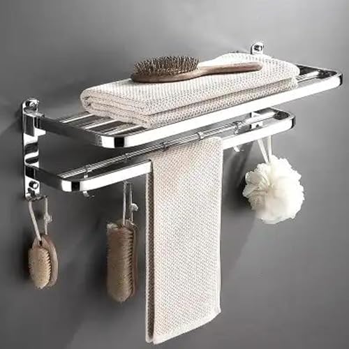 FORTUNE Luxurious 304 Grade Stainless Steel Double Folding Towel Rack/Towel Stand/Towel Holder/Towel Hanger/Bathroom Accessories - Image 2