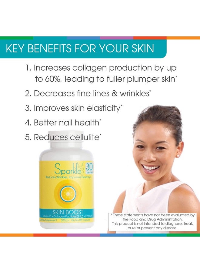 Sparkle Collagen كبسولات الكولاجين لتعزيز إشراقة البشرة (180 حبة) 30 يومًا من 2500 ملغ ببتيدات الكولاجين فيريسول وفيتامين C - Image 4