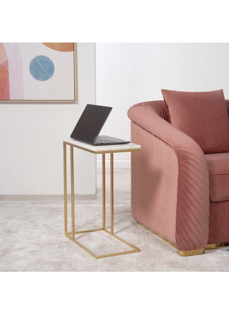Pan Home طاولة كمبيوتر محمول من ميريون - باللونين الأبيض والذهبي  - Image 5