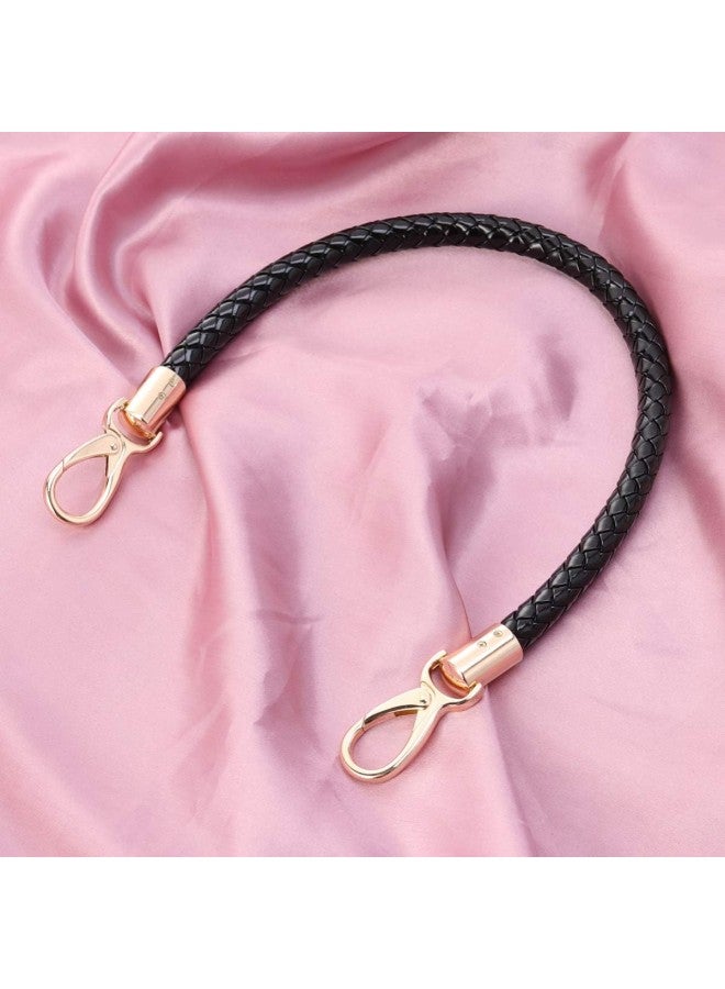 klarako 2pcs 52cm Replacement Purse Straps PU Leather Handbag Handles Gold Spring Buckle Handbag Bag Wallet Straps (Black) - Image 2