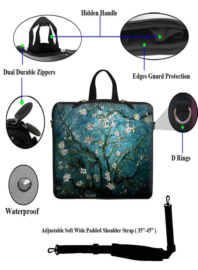 Meffort Inc 17 17.3 inch Neoprene Laptop Sleeve Bag Carrying Case with Hidden Handle and Adjustable Shoulder Strap - Vincent Van Gogh Almond Blossoming - Image 2