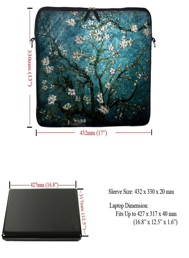 Meffort Inc 17 17.3 inch Neoprene Laptop Sleeve Bag Carrying Case with Hidden Handle and Adjustable Shoulder Strap - Vincent Van Gogh Almond Blossoming - Image 3