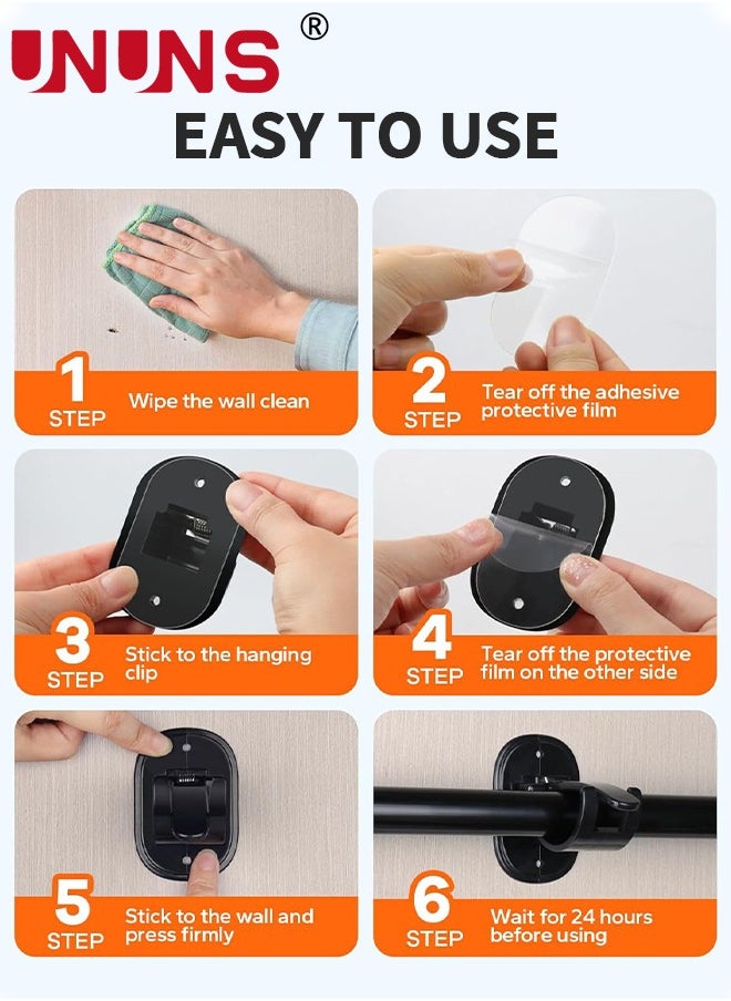 UNUNS Curtain Rod Bracket,4-Count Universal Plastic Curtain Rod Holders,Can Be Drilled Or Self-Adhesive,Curtain Rod Hooks For Bathroom,Bedroom,Livingroom,Kitchen  - Image 5