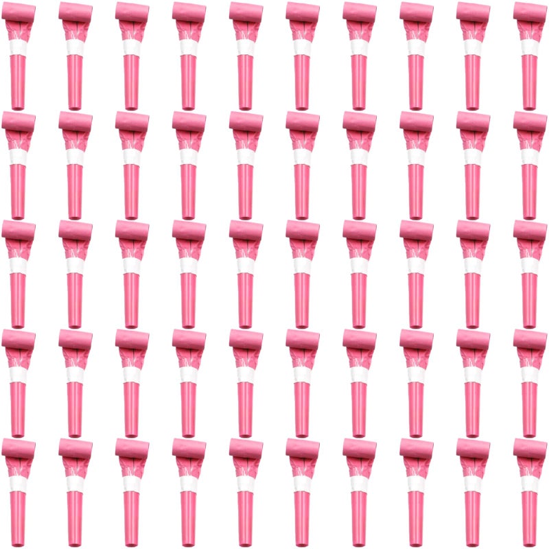 ywmigl 50 Pcs Party Blowers for Kids Funny Blower Noise Makers Blowouts Horns Whistles Perfect for Birthday Parties New Years Sporting Events Party Supplies Pink - Image 3