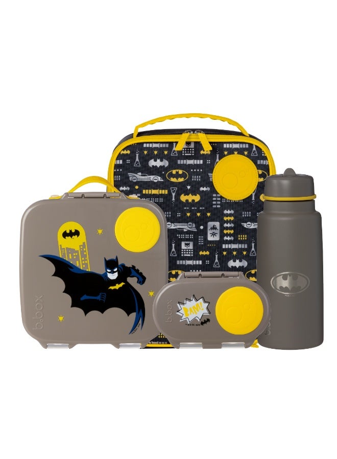 B.Box Batman Combo Pack – Large Bento Lunchbox, Snackbox, 1L Insulated Bottle & Flexi Lunchbag | Leak-Proof, Kid-Friendly, BPA-Free, School & Travel Ready with Cool Batman Design - Image 1