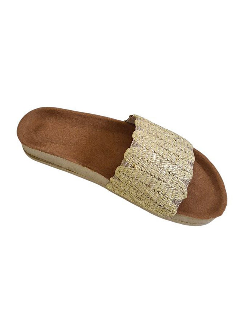 Karisma Flat Squared Toe Slippers With Simple Canvas With Embroidered Upper Strap - Image 3